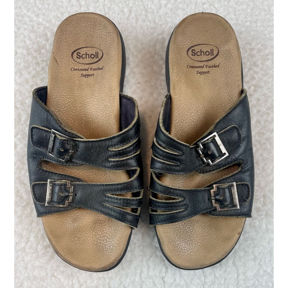DR. SCHOLL’S • Black/Tan Strappy Buckle Slip-On Sandals, 4 - Picture 2 of 14